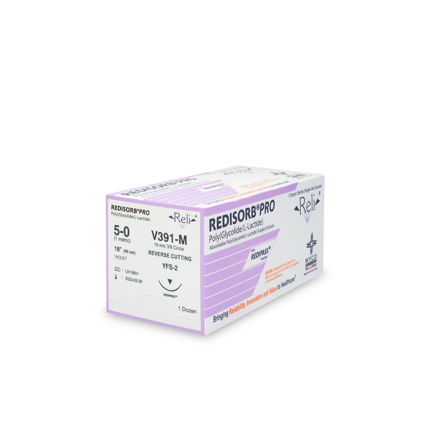 Suture, 5-0, Redisorb, Violet, Braided, 18", YFS-2, 12/bx (US Only)