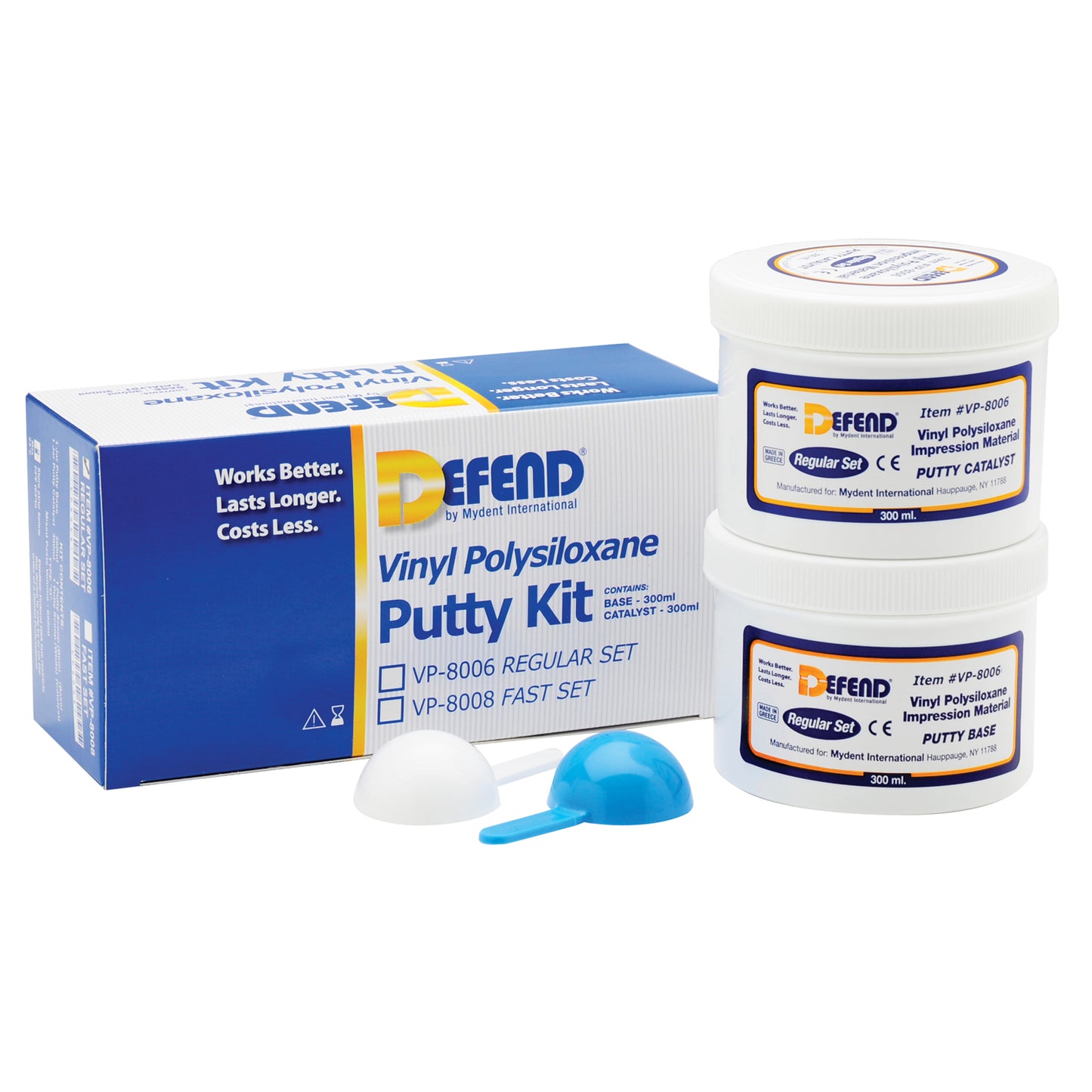 Vinyl Polysiloxane Putty Kit-Regular Set. Includes 2x300 mL jars + 2 scoops