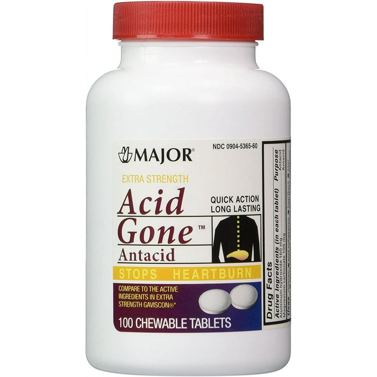 Acid Gone, Extra-Strength, Chewable, 100s, Compare to Gaviscon, NDC# 00904-5365-60 (US Only)