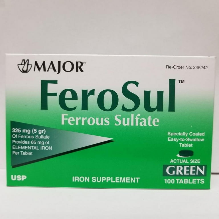 Ferrous Sulfate, 5gr, Green Tablets, 4x25, Compare to Feosol, 24/cs NDC# 00904-7591-82 (US Only)