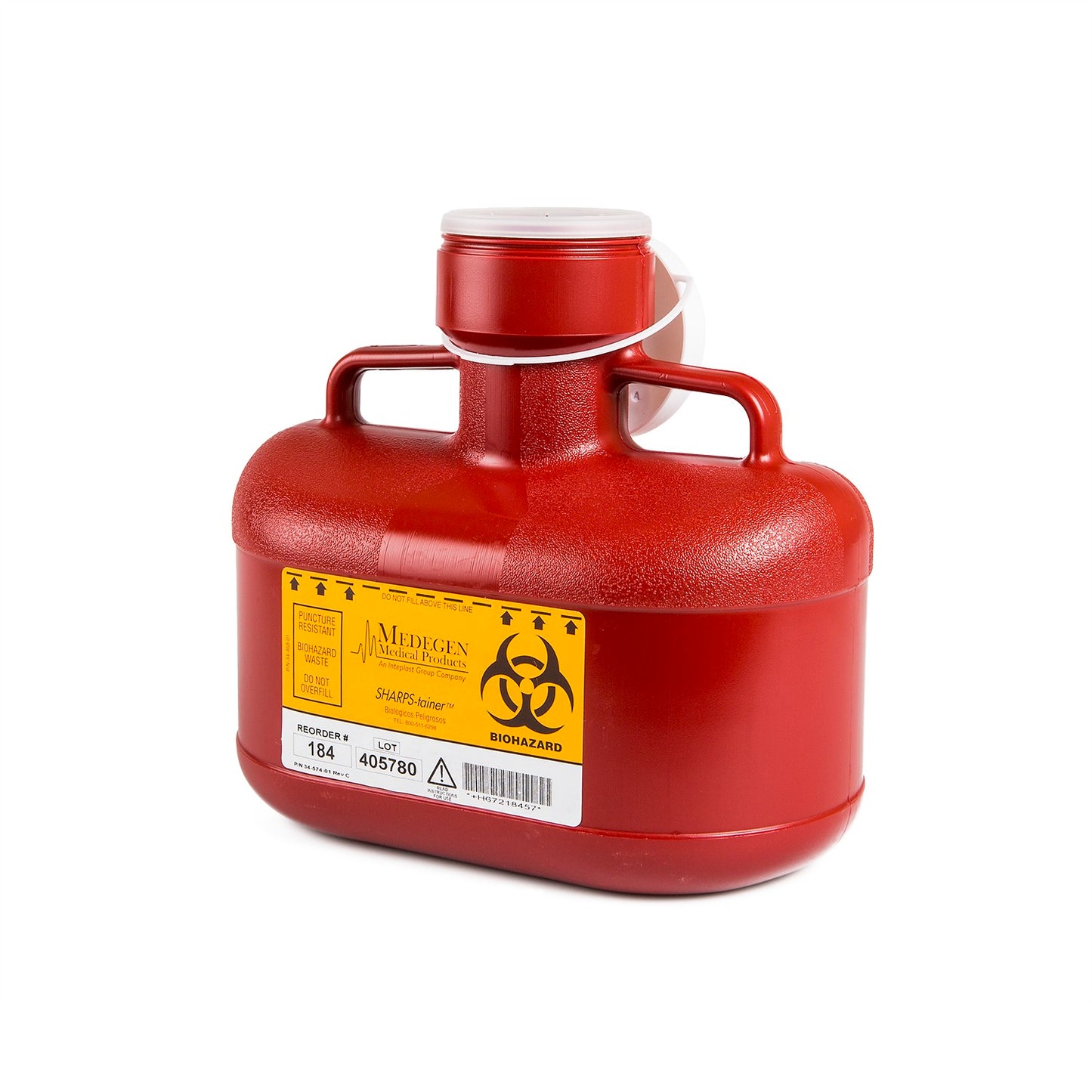 Sharps-Tainers, Tamper-Proof Locking Cap One-Way Safety Insert, Small, Rectangle, 6"D x 10_"W x 7_"H, 4.7 Qt, Red, 12/cs