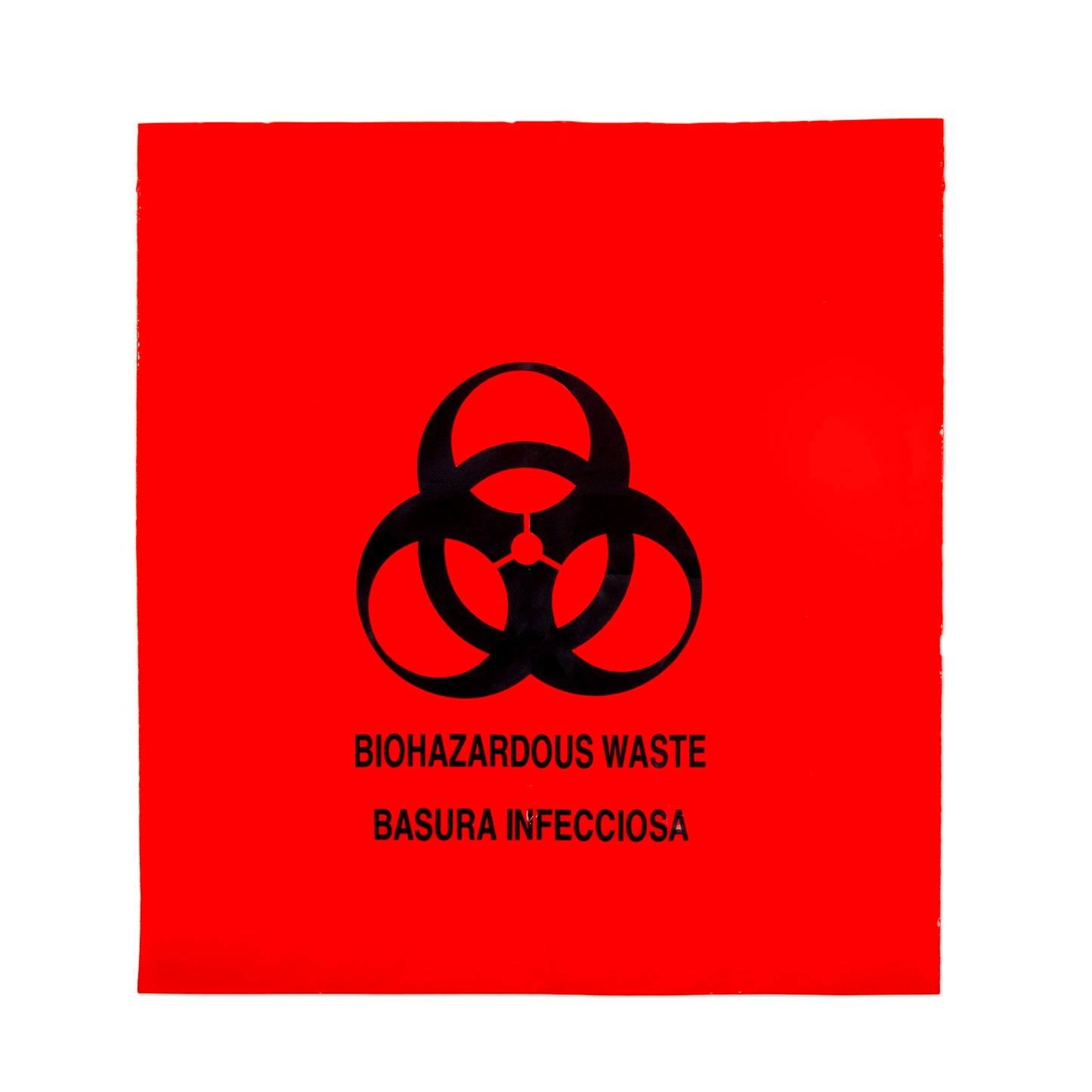Bag, Lab Specimen Transport, LLDPE Film, Flat Pack, Zip Closure & Pouch, Flap, 12" x 15", Print/ Label Biohazard (English/ Spanish), Biohazard Symbol, Red/Black, 2 Mil, 100/bx, 5 bx/cs