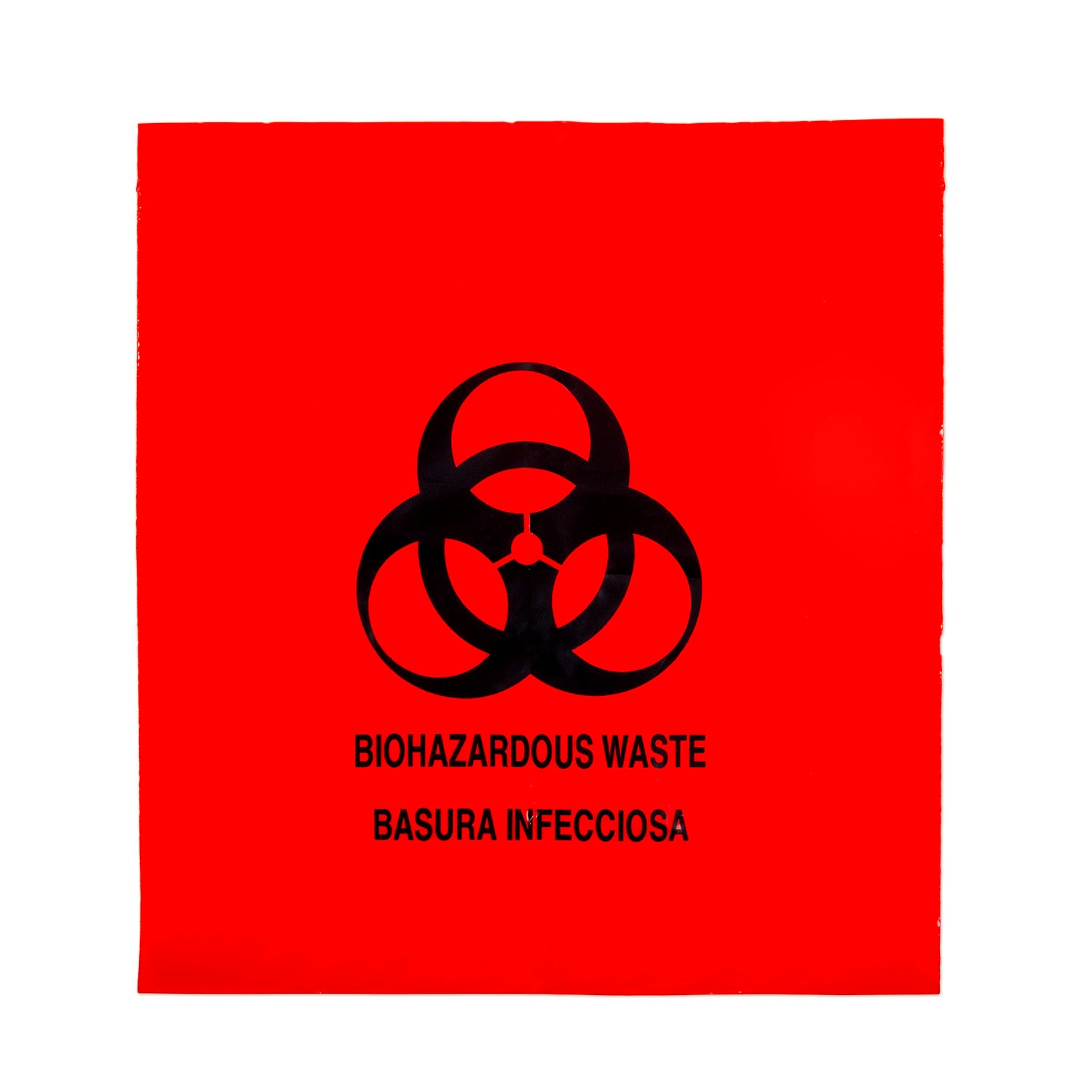 Bag, Lab Specimen Transport, LLDPE Film, Flat Pack, Zip Closure & Pouch, Flap, 12" x 15", Print/ Label Biohazard (English/ Spanish), Biohazard Symbol, Red/Black, 2 Mil, 100/bx, 5 bx/cs
