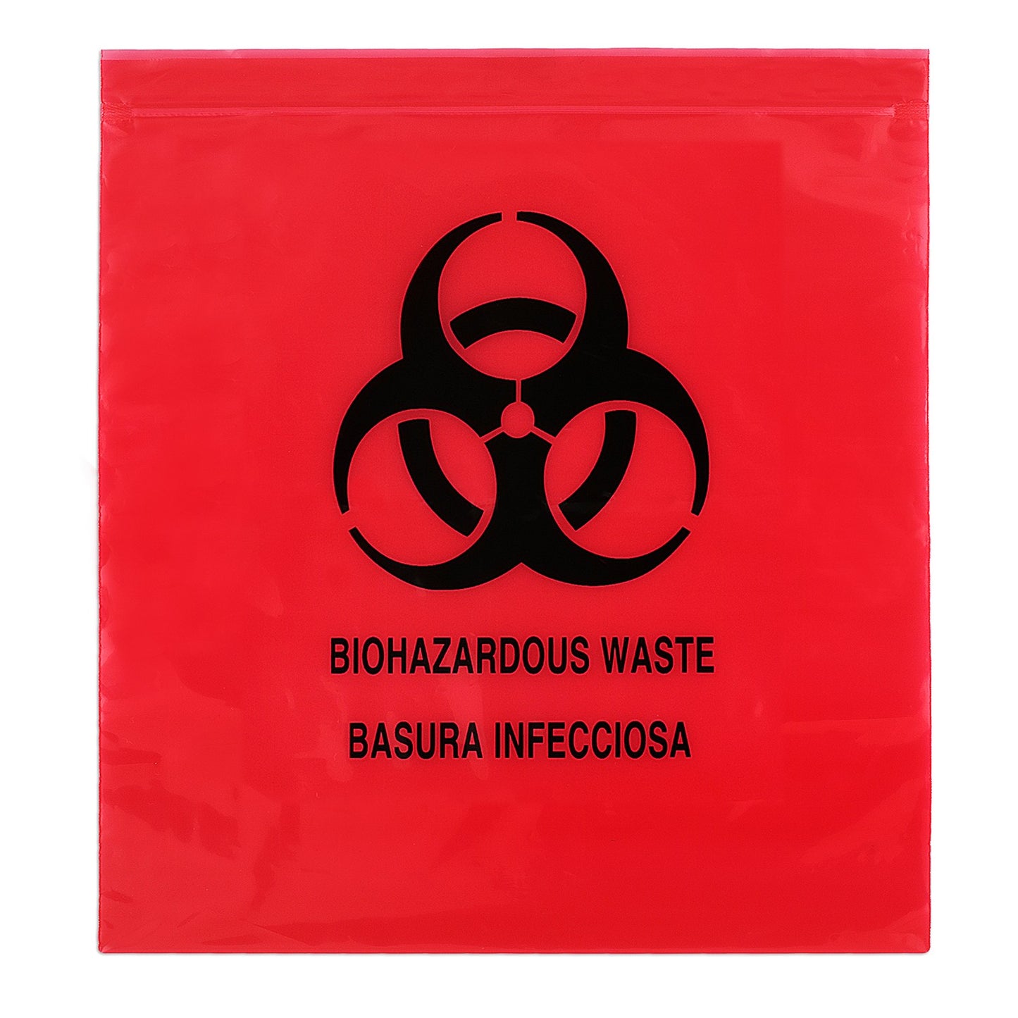 Bag, Biohazard, 12 x 12, 2ml Zip Closure, Red/Opaque, 1000/cs