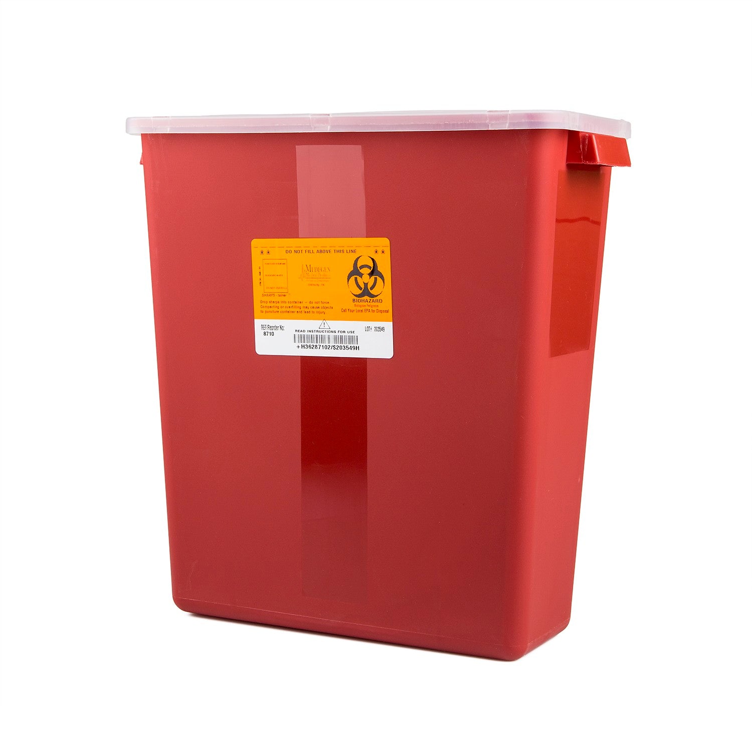 Sharps Container, 3 Gallon Red/ Black, Large Tortuous Path Lid, 12_"W x 13_"D x 6"H, 12/cs (24 cs/plt)