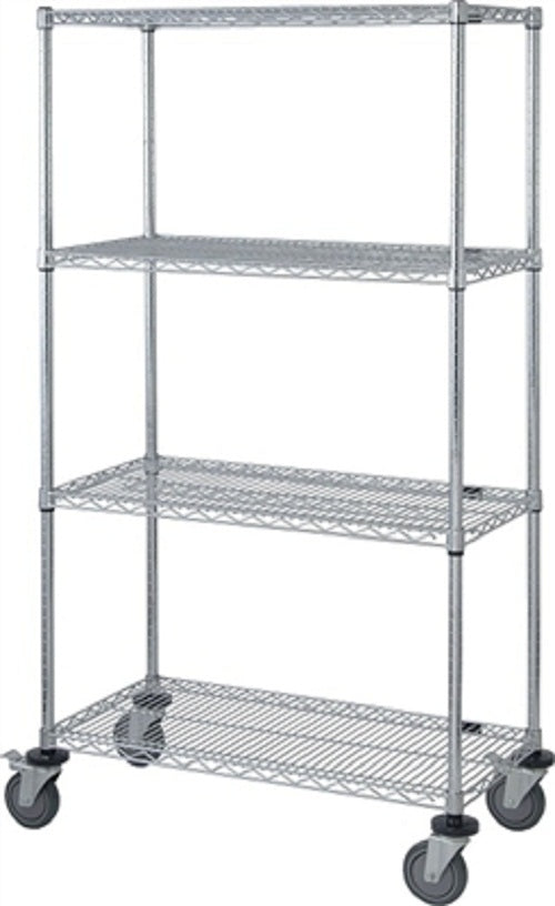 Cart, 18"W x 48"L x 69"H, 63"H Post, 5" Stem Caster Unit, Chrome (DROP SHIP ONLY)