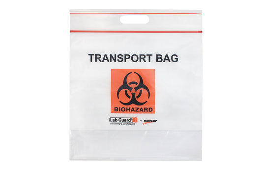 Lab Guard Standard, Single Zip Closure with Flap, 12.75 x 12 x 6, 2.5 Mil, Clear/Black & Orange, 100/pk, 5 pk/cs