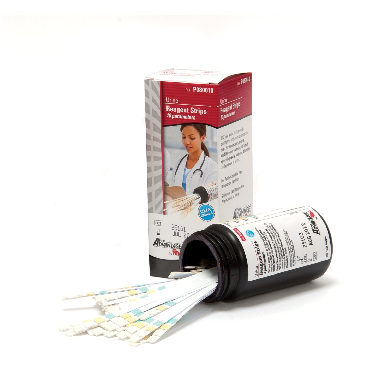 Urine Reagent Strips, 10 Parameter, Leukocytes, Nitrite, Urobilinogen, Protein, pH, Blood, Specific Gravity, Ketone, Bilirubin, Glucose, CLIA Waived, 100/btl (12btl/cs, 98 cs/plt) (Not Available For Sale into Canada) (Item is Non-Returnable)