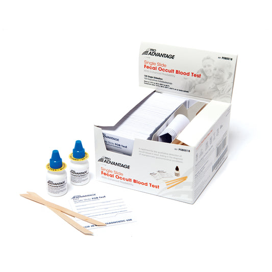 Guaiac Fecal Occult Blood Test Lab Pack, Includes: (100) Single Slides Tests, (100) Applicators, 2 x 10mL Developers (With Enhanced Readability), 100/bx (Not Available for Sale Into Canada)