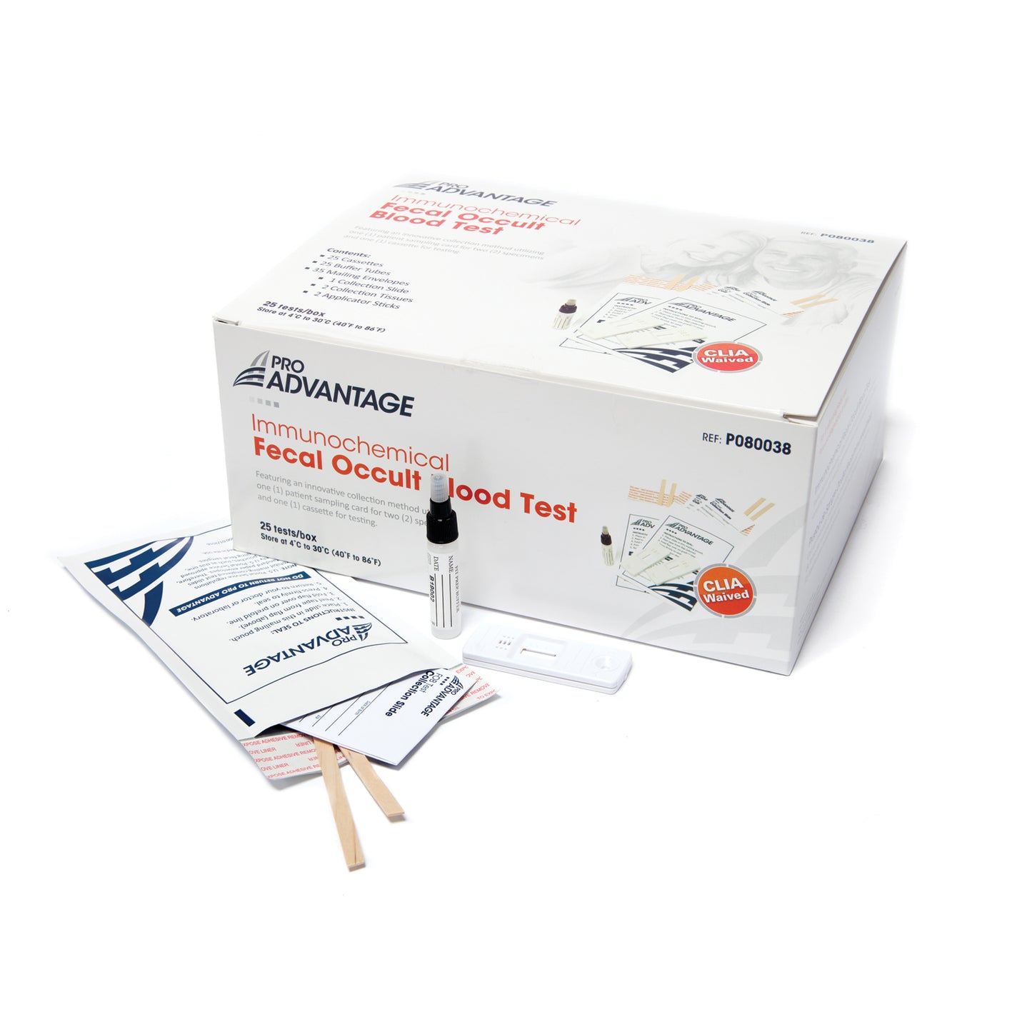 Immunochemical Fecal Occult Blood Test, Includes: (25) Cassettes, (25) Buffer Tubes, (35) Mailing Envelopes, 25/bx (Not Available For Sale into Canada)