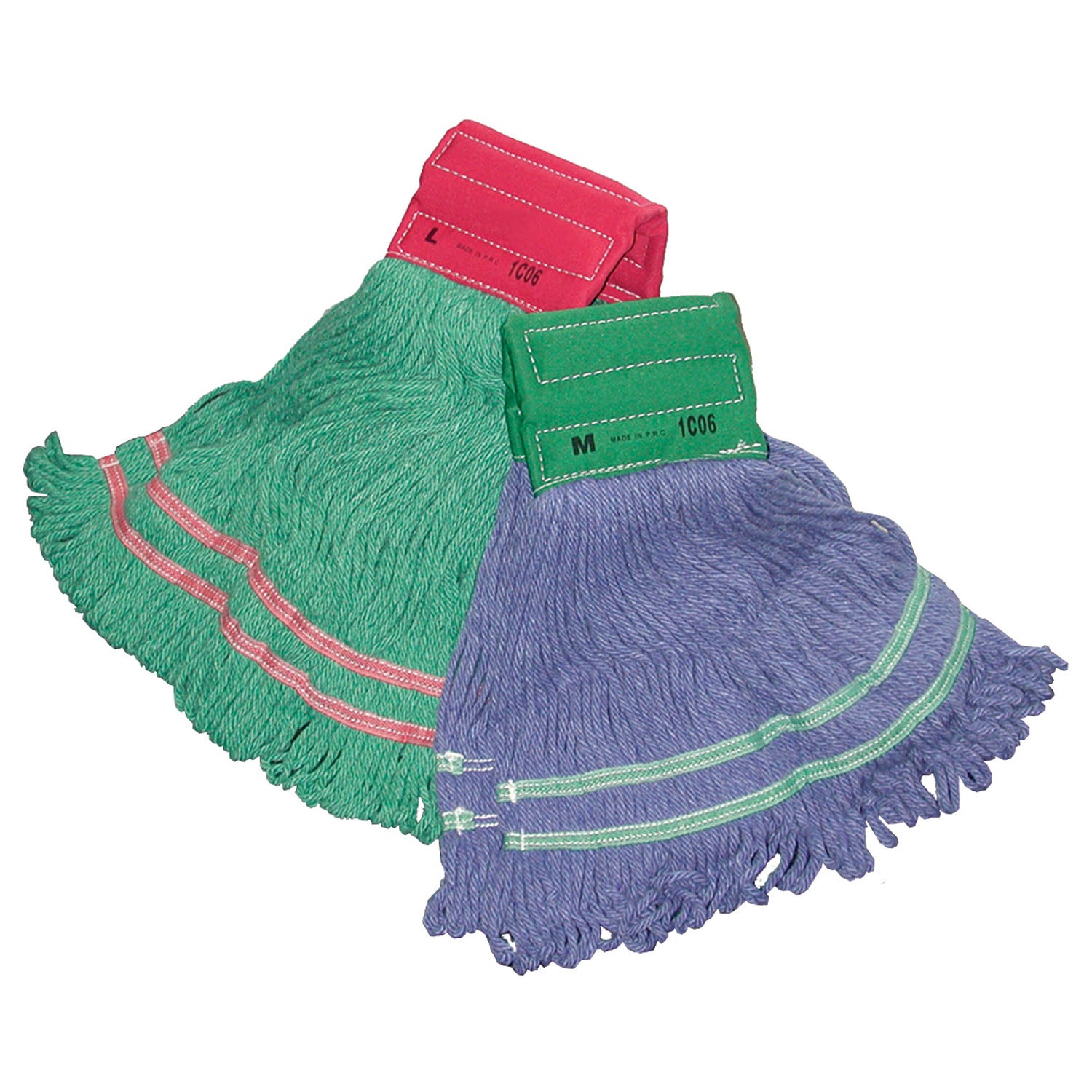 Wet Mop, Synthetic Blend, Looped End, Green, 9" Headband, Double Tailband, Medium (DROP SHIP ONLY from Golden Star, Inc. - $100 minimum order for prepaid freight outside the continental U.S., $100 dollar minimum order inside the continental U.S.)