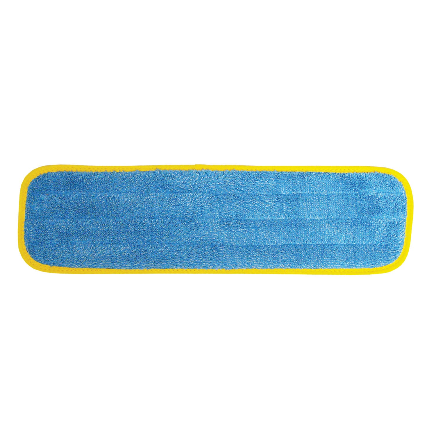 Wet Mop Pad, Velcro, Blue Microfiber with Yellow Binding, 5" x 18"  (DROP SHIP ONLY from Golden Star, Inc. - $100 minimum order for prepaid freight outside the continental U.S., $100 dollar minimum order inside the continental U.S.)