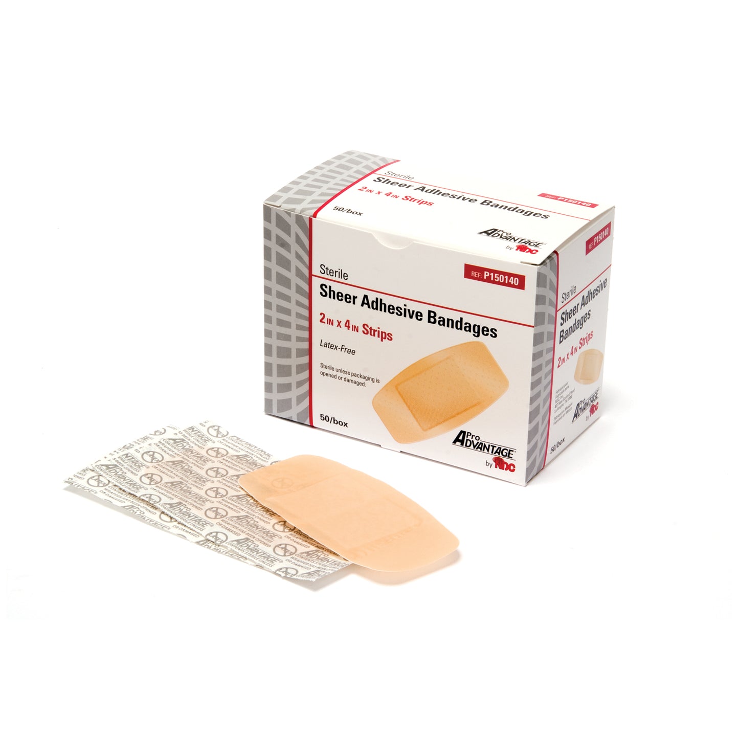 Adhesive Bandage, Strips, 2" x 4", 50/bx, 12 bx/cs