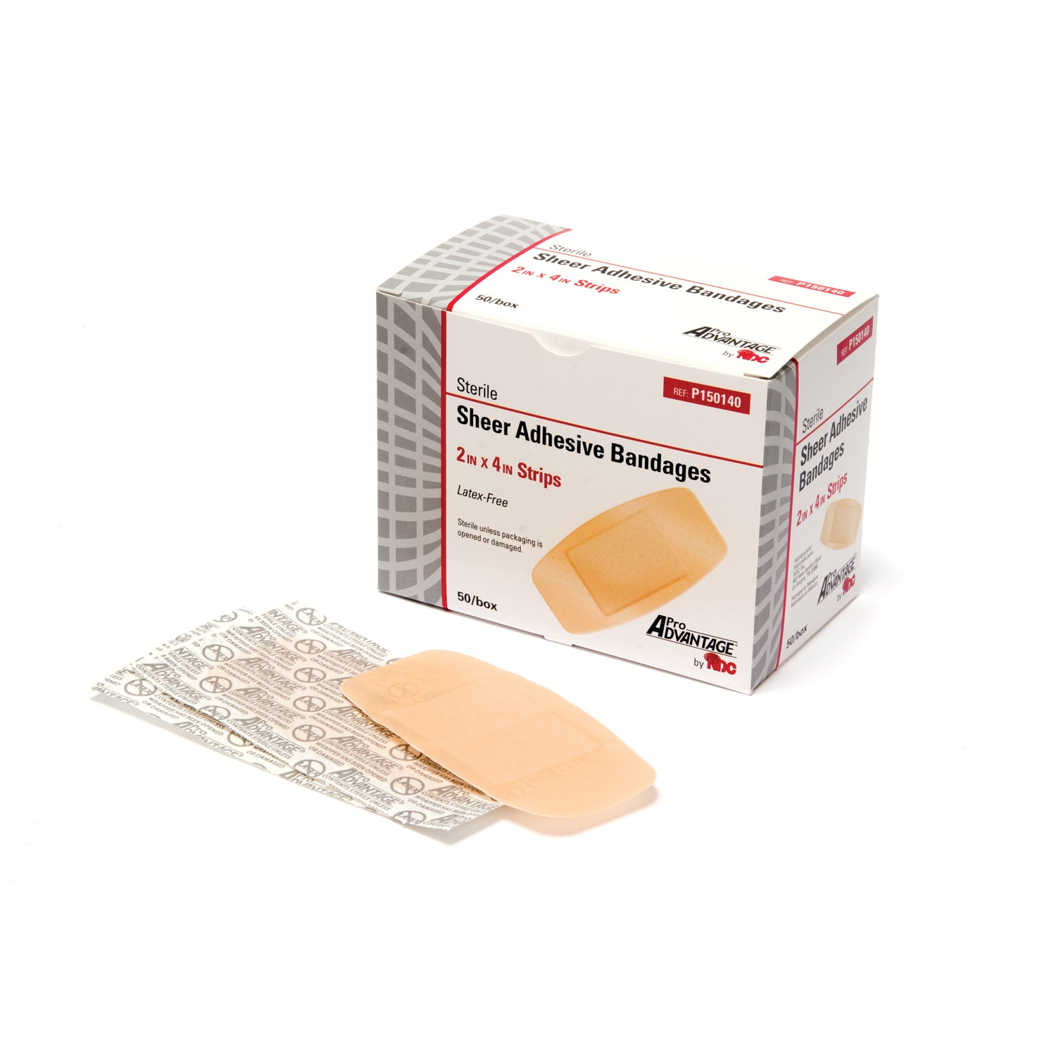 Adhesive Bandage, Strips, 2" x 4", 50/bx, 12 bx/cs