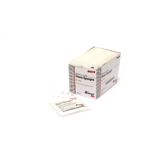 Gauze Sponge, 1s 2" x 2", 12-Ply, Sterile, 100/bx, 24 bx/cs (45 cs/plt)
