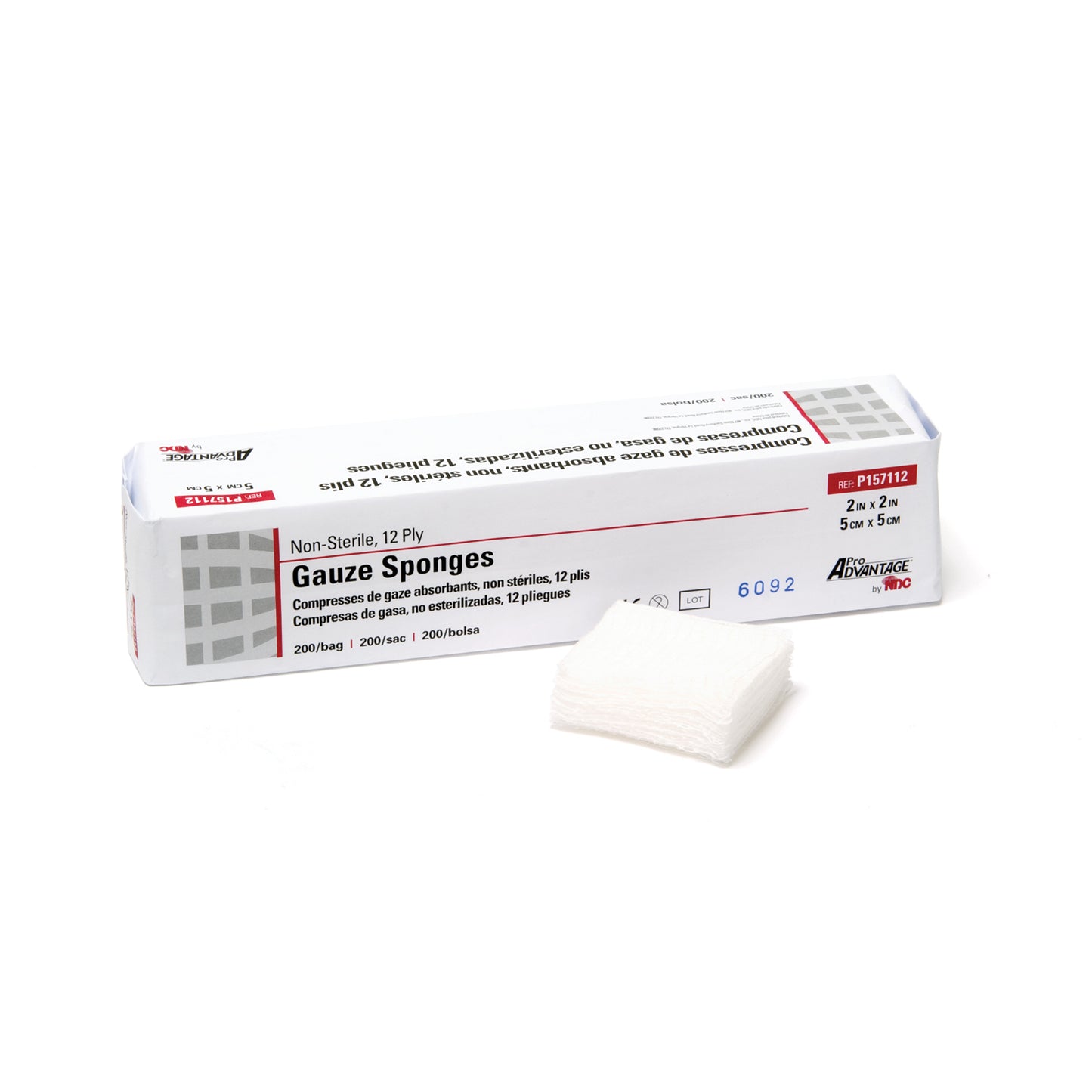 Gauze Sponge, 2" x 2", 12-Ply, Non-Sterile, 200/sleeve, 40 slv/cs (84 cs/plt)