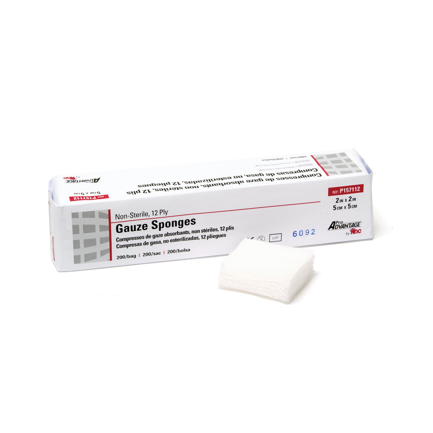 Gauze Sponge, 2" x 2", 12-Ply, Non-Sterile, 200/sleeve, 40 slv/cs (84 cs/plt)