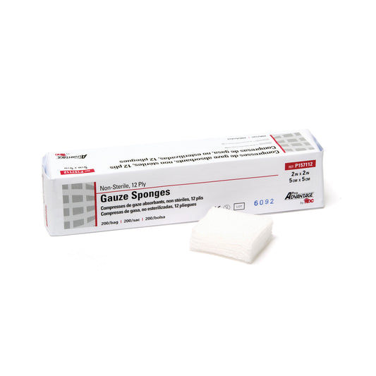 Gauze Sponge, 2" x 2", 12-Ply, Non-Sterile, 200/sleeve, 40 slv/cs (84 cs/plt)