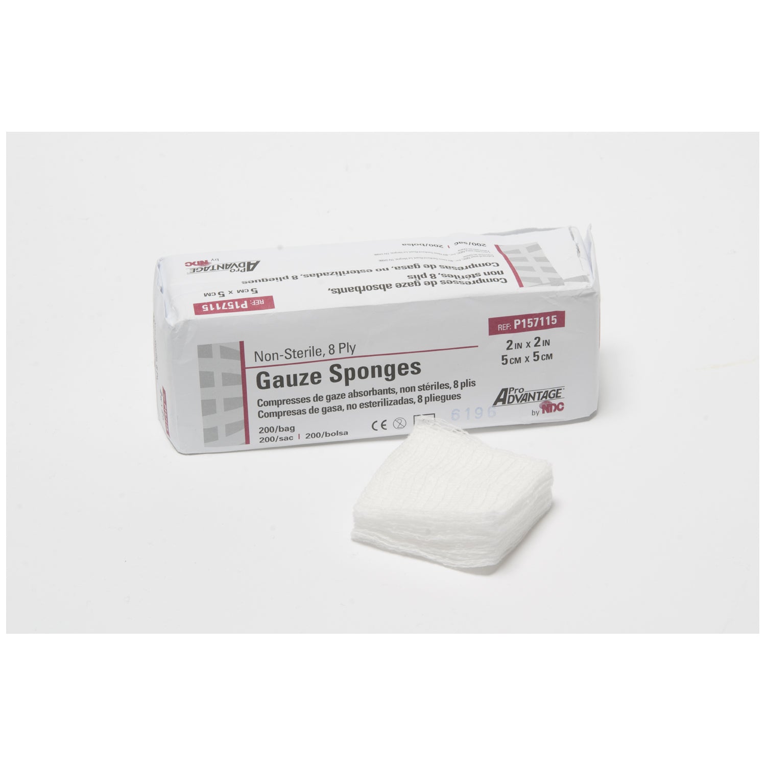 Gauze Sponge, 2" x 2", 8-Ply, Non-Sterile, 200/sleeve, 25 slv/cs (96 cs/plt)