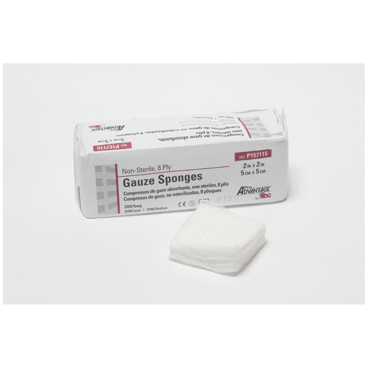 Gauze Sponge, 2" x 2", 8-Ply, Non-Sterile, 200/sleeve, 25 slv/cs (96 cs/plt)