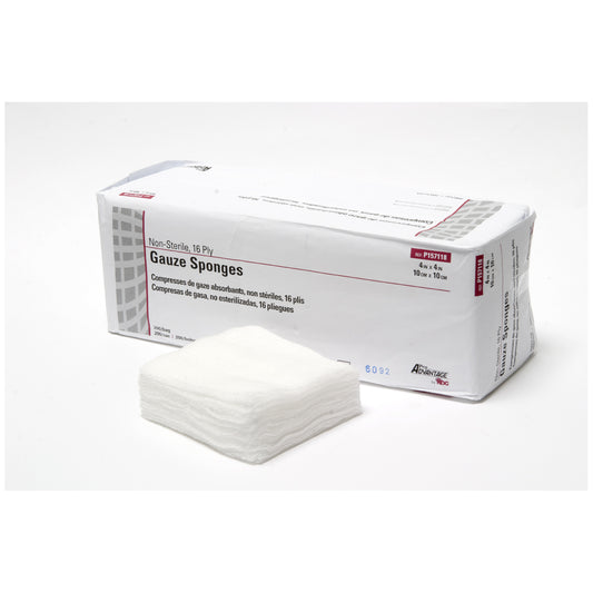 Gauze Sponge, 4" x 4", 16-Ply, Non-Sterile, 200/sleeve, 10 slv/cs (50 cs/plt)