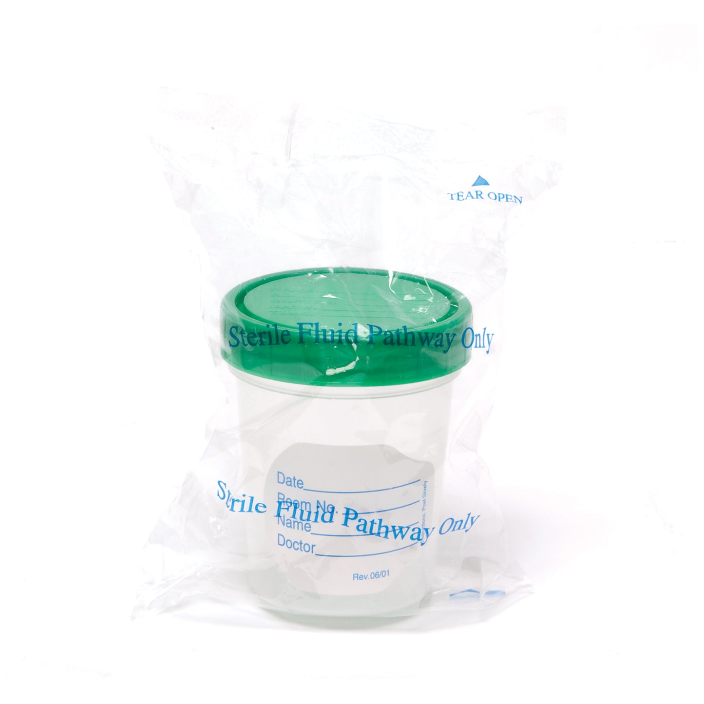 Specimen Container, Screw-On Lid & Label, 4 oz, Sterile, Packaged Individually in Poly Pouch, 100/cs (30 cs/plt)