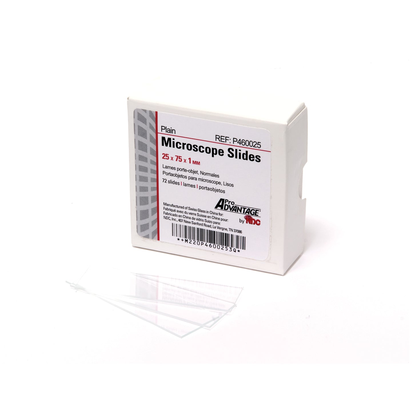 Plain Microscope Slides, 75mm x 25mm, 72/bx, 20 bx/cs (40 cs/plt)