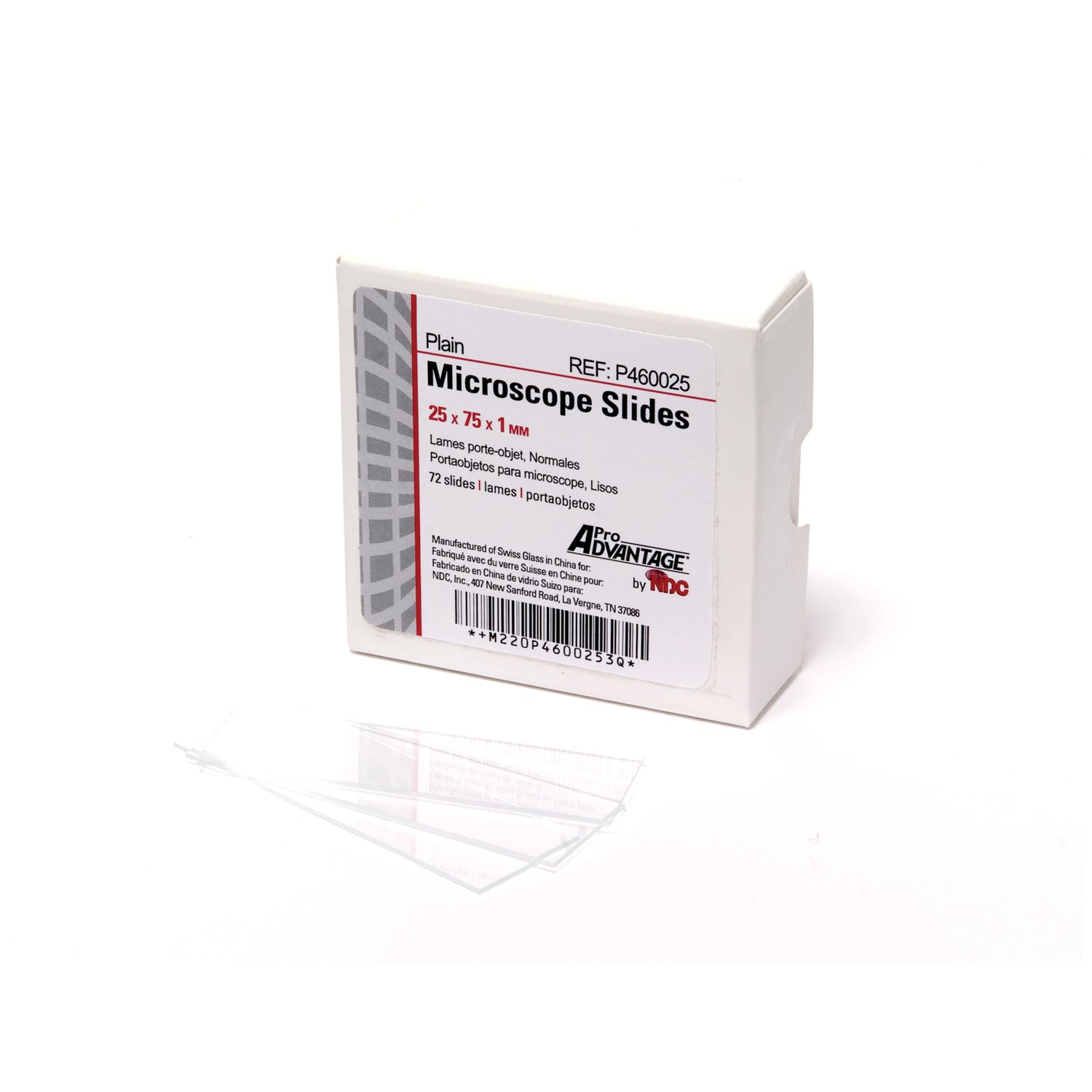 Plain Microscope Slides, 75mm x 25mm, 72/bx, 20 bx/cs (40 cs/plt)