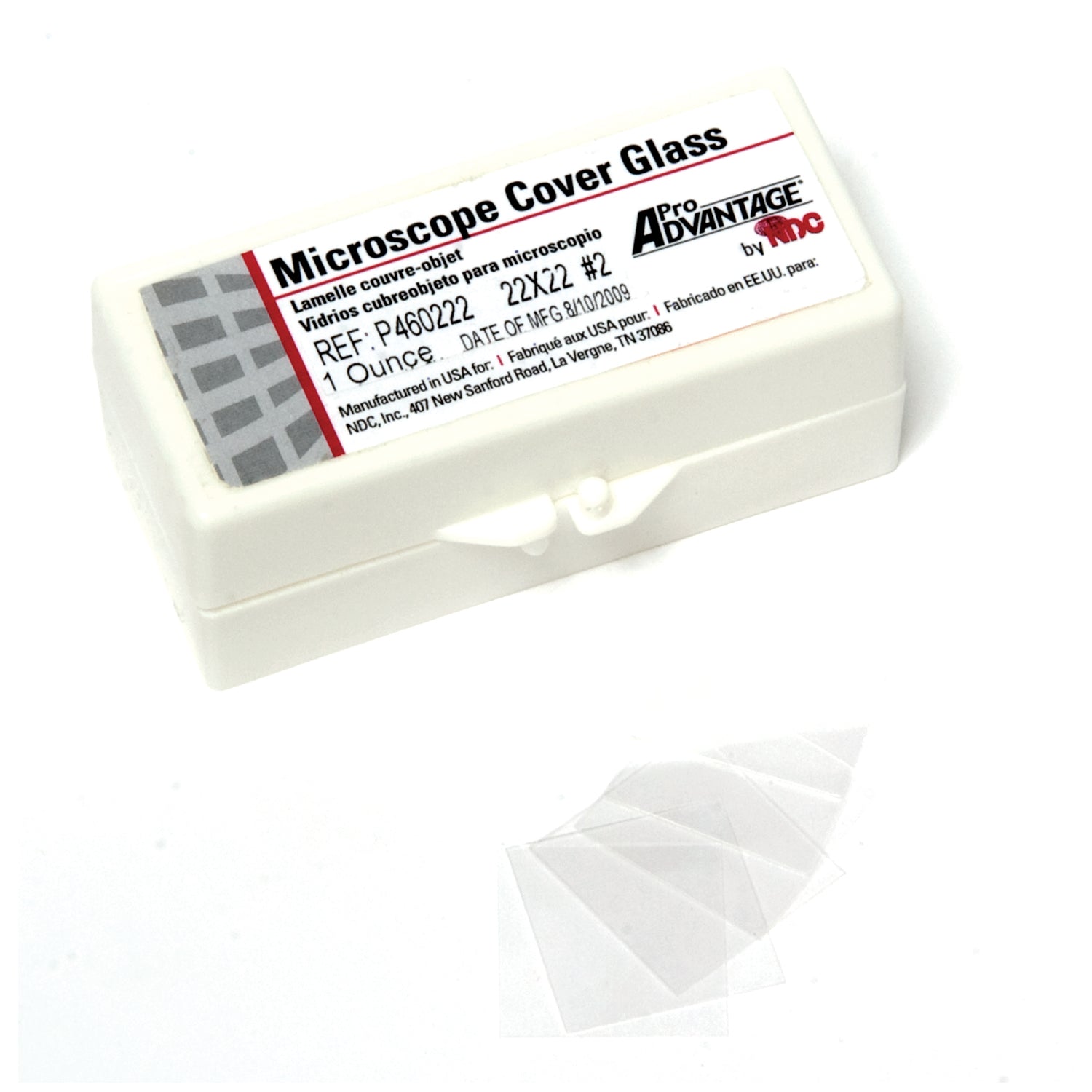 Cover Glass, 22mm x 22mm, Thickness No. 2 (0.17 to 0.25mm), 1 oz/ctn, 10 ctn/bx