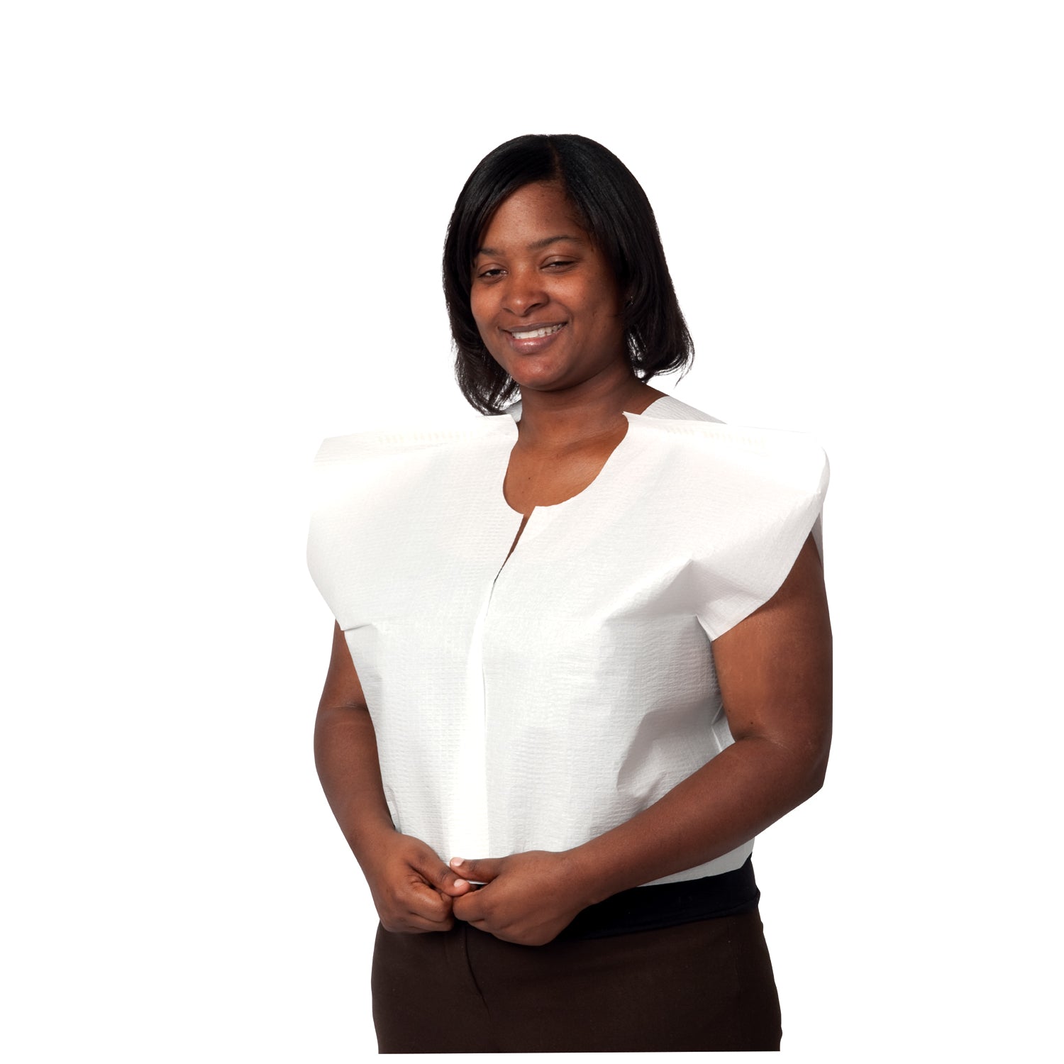 Exam Cape, 3-Ply Tissue, 30" x 21", White, Traditional Front/ Back Opening, 100/cs (50 cs/plt)