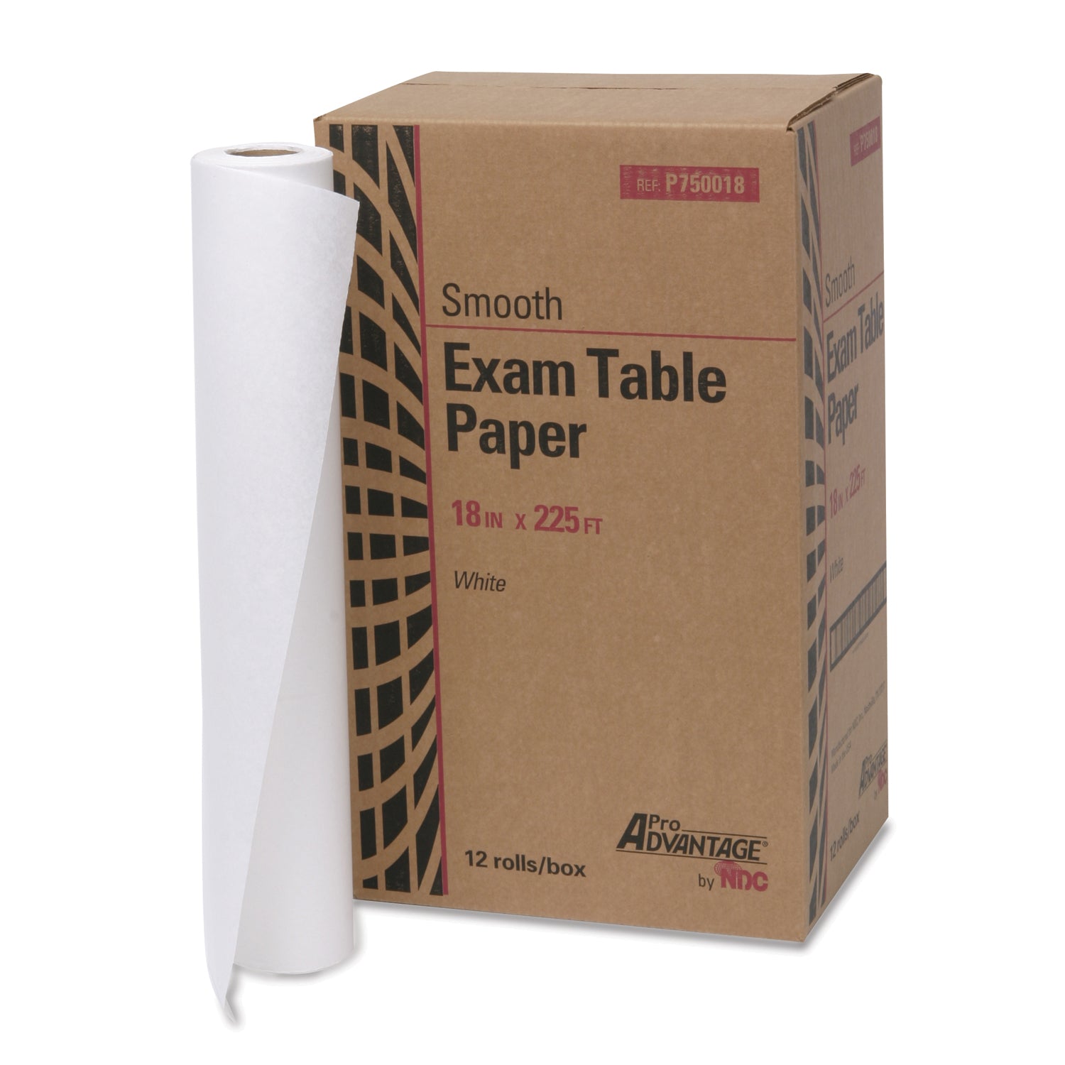 Exam Table Paper, 18" x 225 ft, White, Smooth, 12/cs (64 cs/plt) (020206)