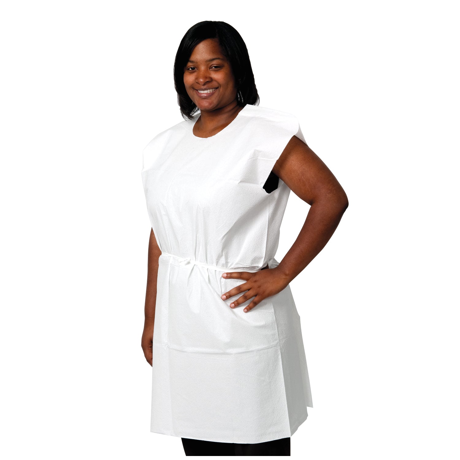 Exam Gown, 3-Ply Tissue, 30" x 42", White, Traditional Front/ Back Opening, 50/cs (50 cs/plt) (020210)