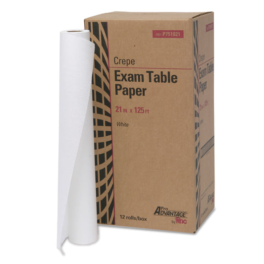 Exam Table Paper, 21" x 125 ft, White, Crepe, 12/cs (48 cs/plt) (020209)