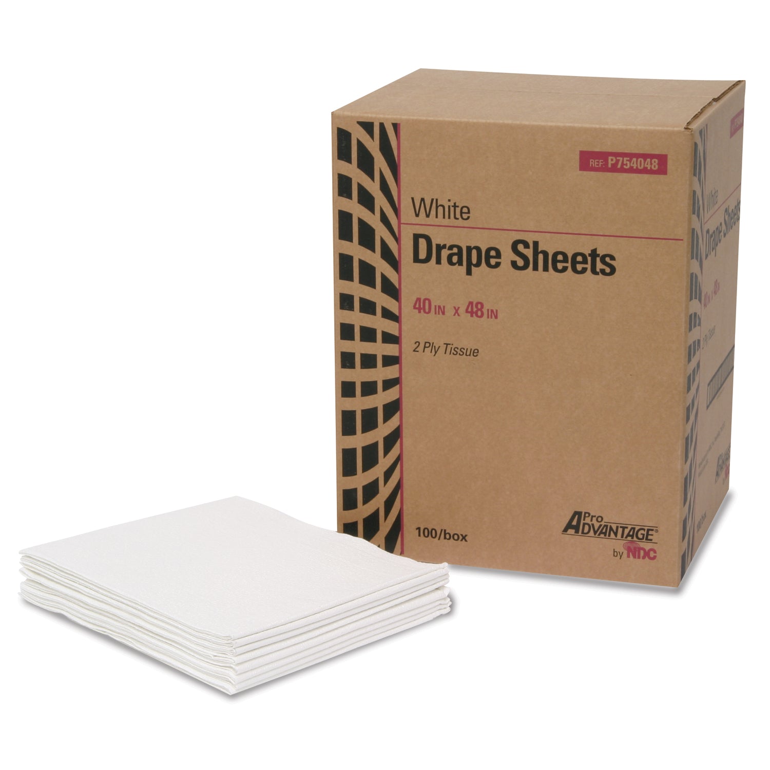 Drape Sheet, 2-Ply, Tissue, 40" x 48", White, 100/cs