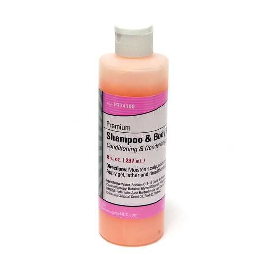Premium Shampoo & Body Wash, 8 oz Bottle, Flip Top Cap, 48/cs (48 cs/plt)