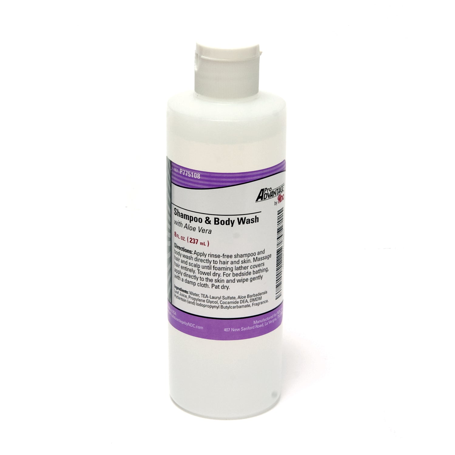 Rinse-Free Shampoo & Body Wash, 8 oz, Flip Top Cap, 24/cs