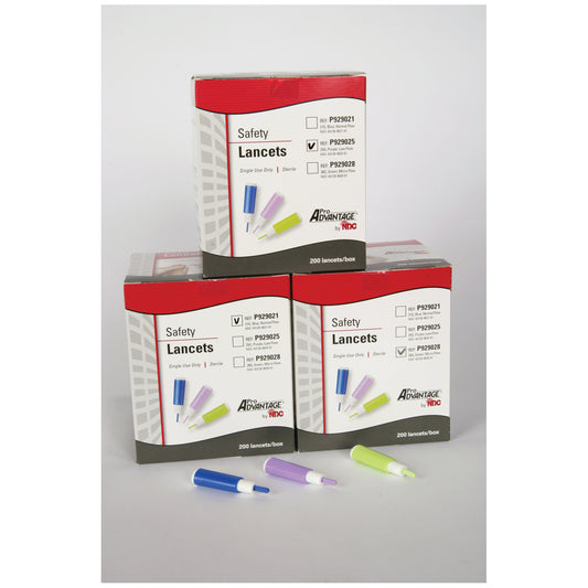 Safety Lancet, 21G, Normal Flow, 1.8mm Depth, Blue, 200/bx