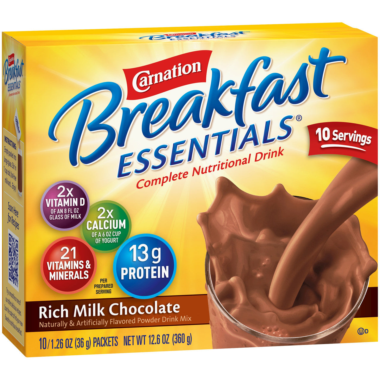 Carnation Breakfast Essentials Chocolate, 8 fl oz Bottle, 6/pk, 4 pk/cs (12230369) (Minimum Expiry Lead is 90 days; Non-Returnable) (Continental US Only) (Nestle products cannot be sold online without Nestle's prior written permission) (Products cannot be sold on Amazon.com or any other 3rd party site)