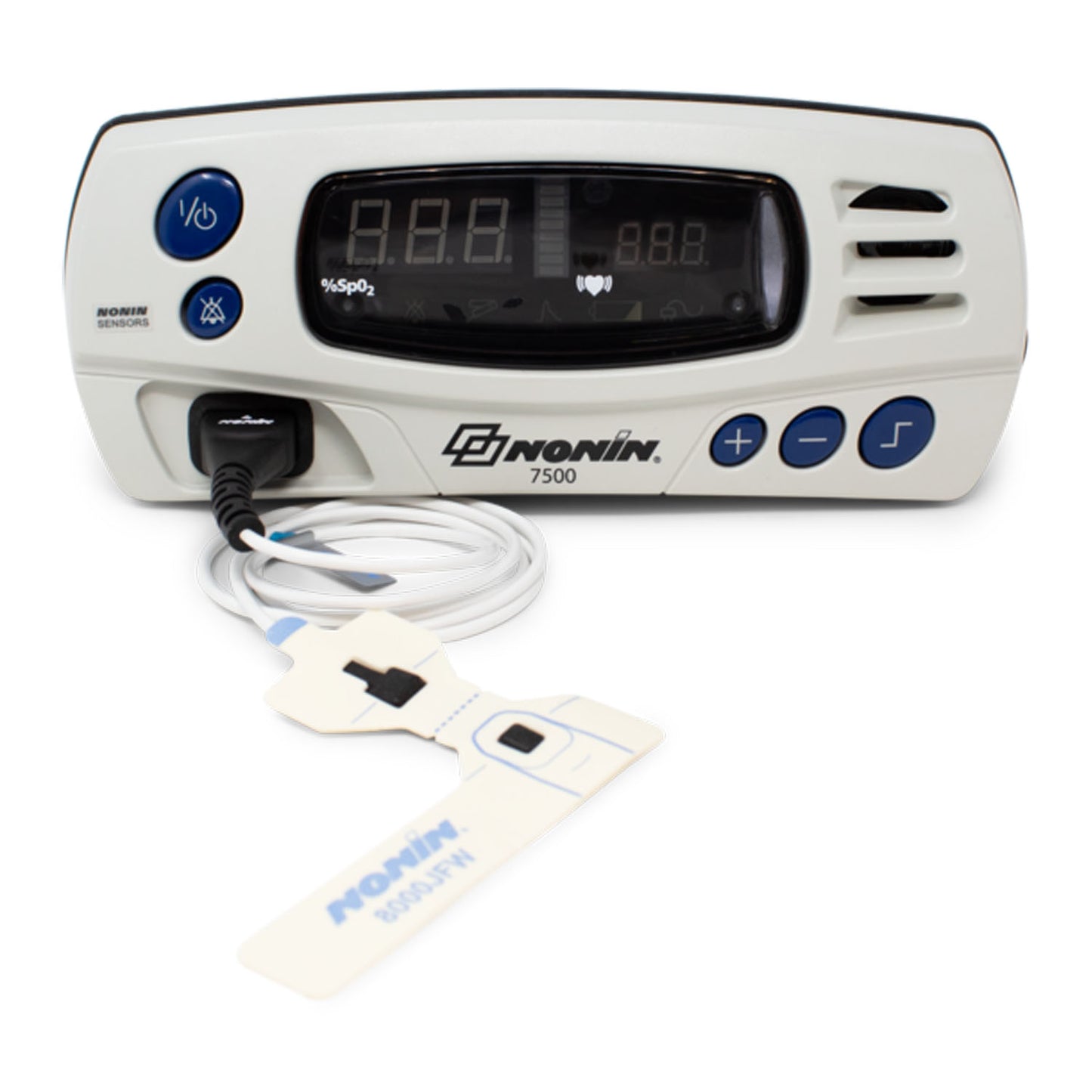 Includes: (1) 8000J Adult Flex Reusable SpO2 Sensor (1 meter), with (25) 8000JFW FlexiWraps, (1) Power Supply, (1) Power Cord-US, (1) 7500B Battery Pack (located inside back cover), (1) 7500 Operator's Manual on CD-ROM (Continental US Only - including Alaska & Hawaii)