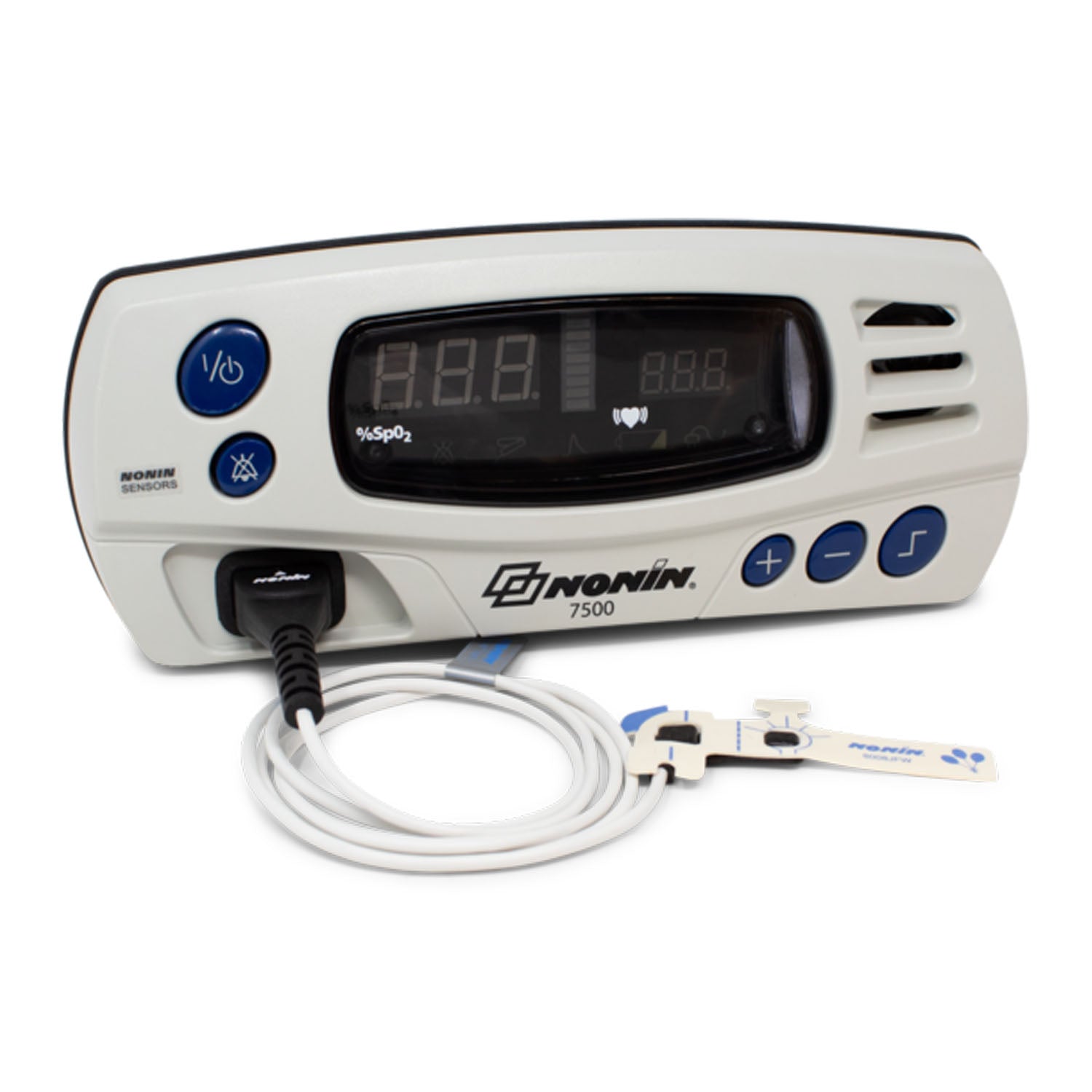 Includes: (1) 8008J Infant Flex Reusable SpO2 Sensor (1 meter), with (25) 8008JFW FlexiWraps, (1) Power Supply, (1) Power Cord-US, (1) 7500B Battery Pack (located inside back cover), (1) 7500 Operator's Manual on CD-ROM (Continental US Only - including Alaska & Hawaii)