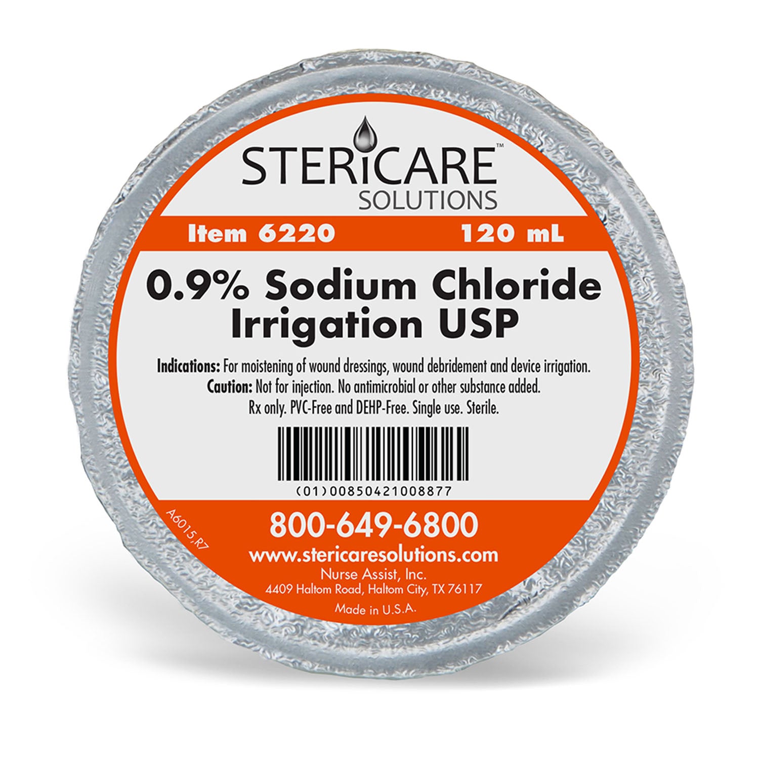 Irrigation Device & Suctioning Saline 0.9%, Sterile 120mL, Foil Lid Cup, 48/cs (Rx) (90 cs/plt) (Item is Non-Returnable & Non-Refundable)  (To Be DISCONTINUED - Effective 5/1/25)&nbsp;&nbsp;<Strong style="color:red">Max weekly quantity allowed: 10</Strong>