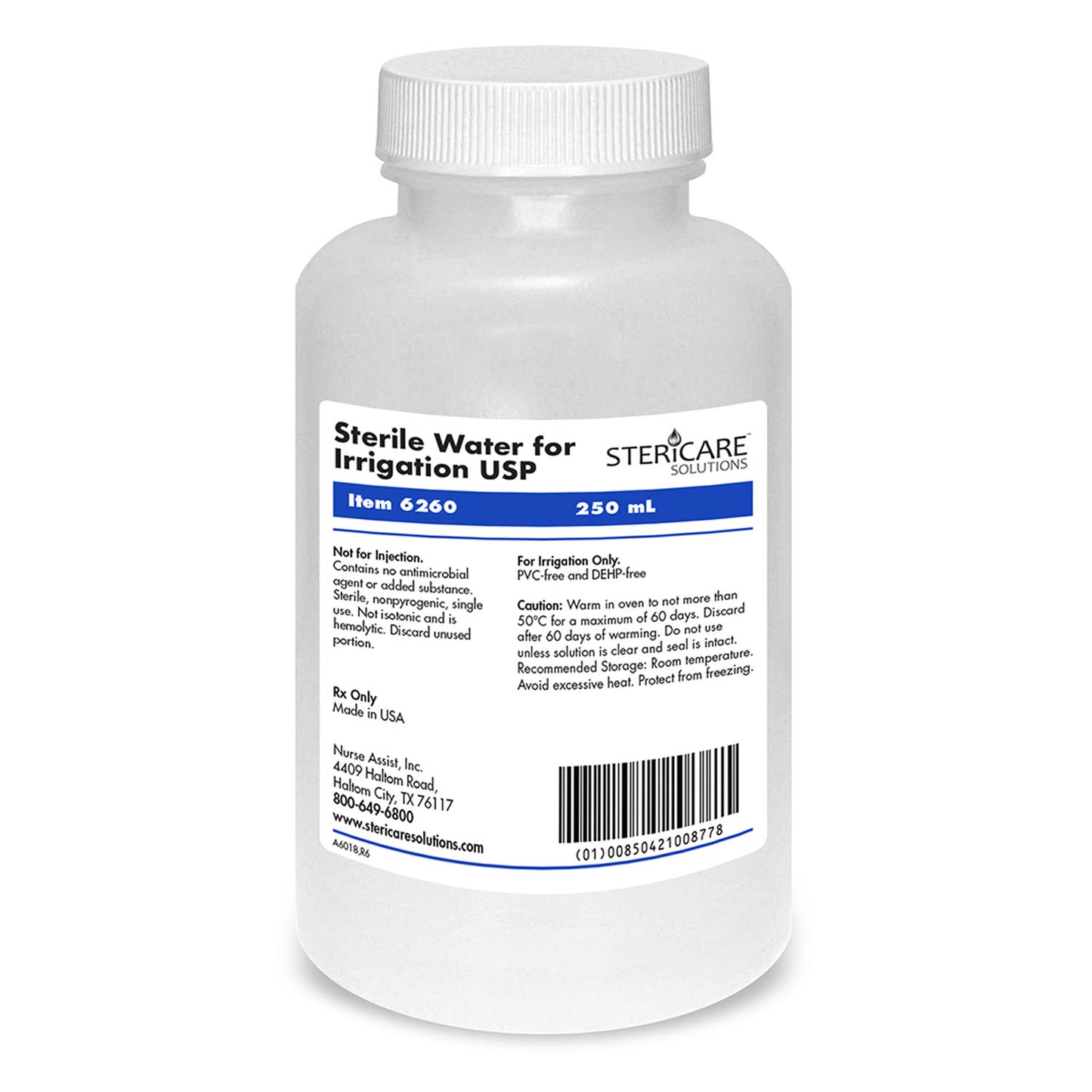 Irrigation Device & Suctioning Water Sterile 250mL, Screw Top Bottle, 24/cs (Rx) (70 cs/plt)