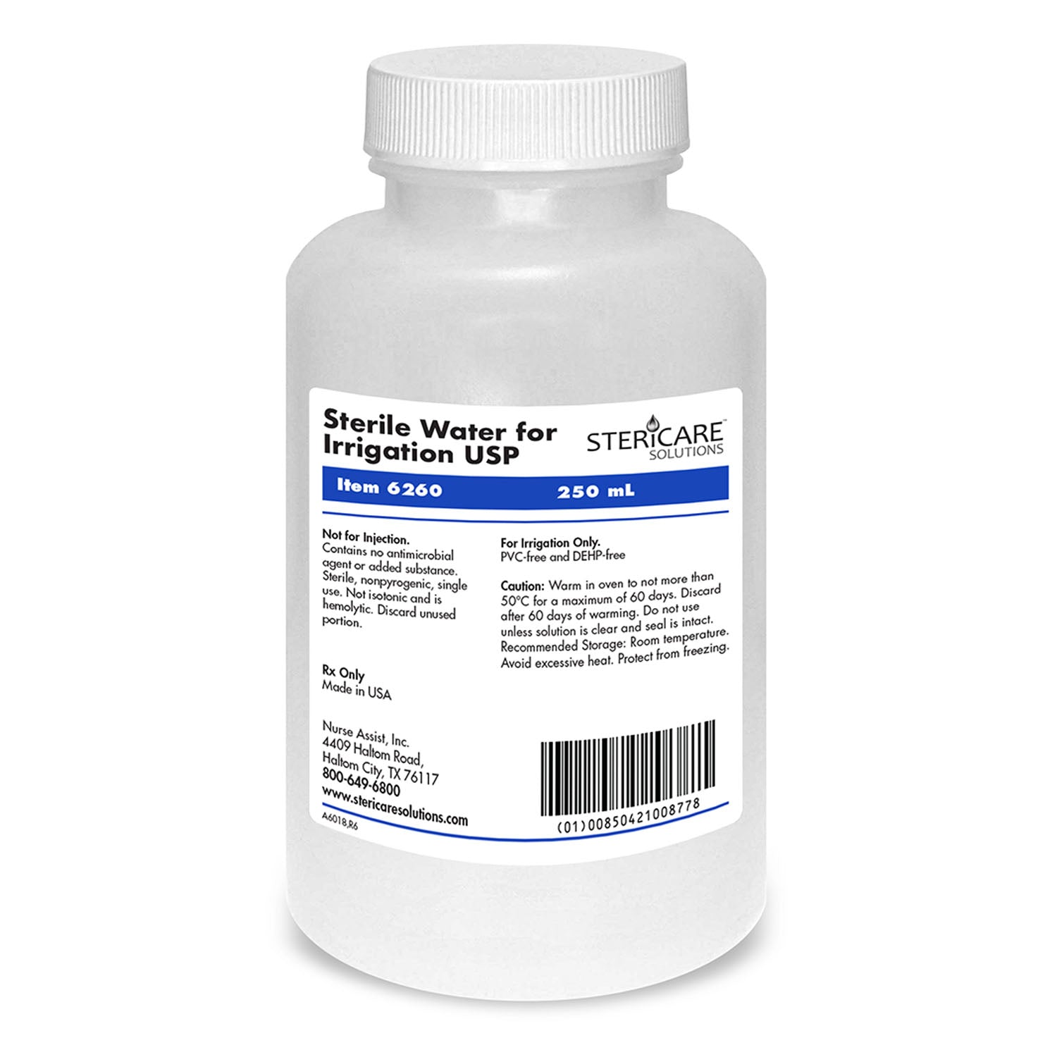 Irrigation Device & Suctioning Water Sterile 250mL, Screw Top Bottle, 24/cs (Rx) (70 cs/plt)