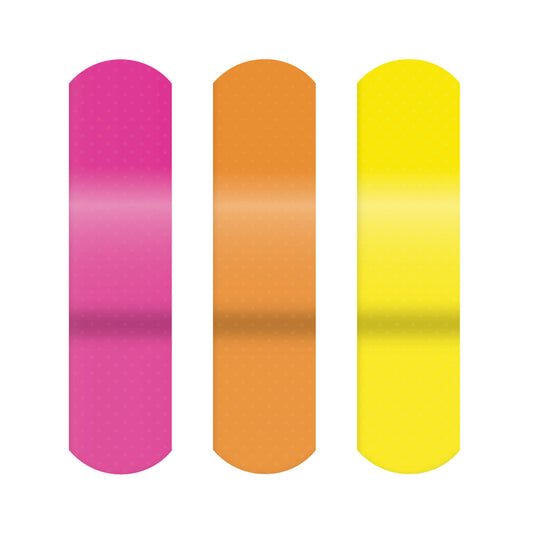 Stat Strip Adhesive Bandage, _" x 3", Assorted Neon Colors, 100/bx, 12 bx/cs