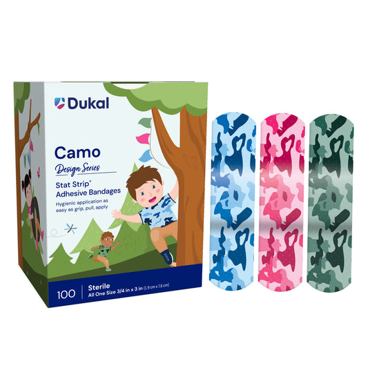 Stat Strip Adhesive Bandage, Blue and Pink Camo, 3/4" x 3", 100/bx, 12 bx/cs