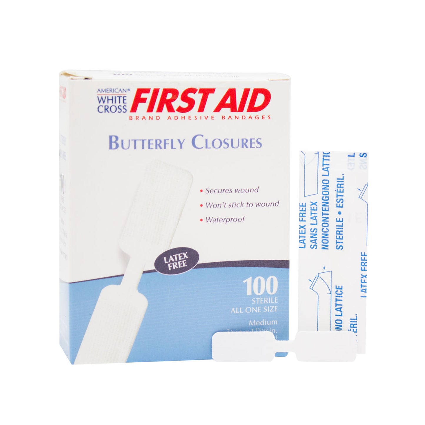Butterfly Adhesive Bandage, 13/32" x 1 13/16", Sterile, 100/bx, 12 bx/cs 
