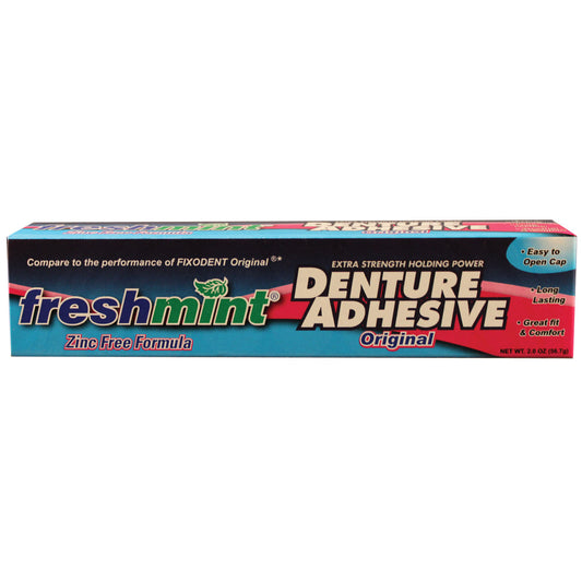 Denture Adhesive, Freshmint, 2 oz, Zinc-Free Formulation, Compared to the Performance of Fixodent Original, 72/cs