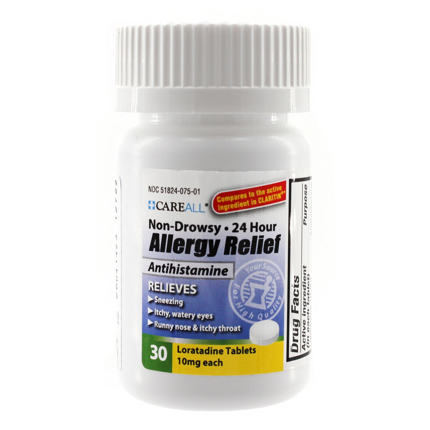 Loratadine Allergy Relief, 10mg, Non-Drowsy, 24-Hour Formula, Compares to the active ingredient in Claritin Tablets, 30 ct, 24 btl/cs (Not Available for sale into Canada)