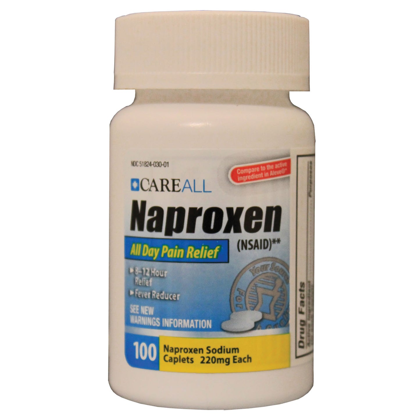Naproxen Sodium Caplets, 220mg, Compared to the Active Ingredient of Aleve, 100/btl, 24 btl/cs (Not Available for sale into Canada)