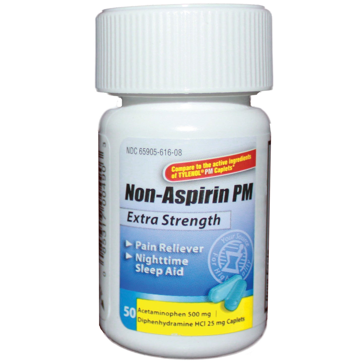 Acetaminophen PM Caplets, 500mg, 50/btl, 24 btl/cs, Compare to Tylenol PM (Not Available for sale into Canada)